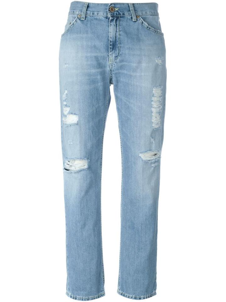 Dondup Distressed Cropped Jeans, Women's, Size: 25, Blue, Cotton/polyester