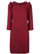 A.p.c. Frill Neck Dress, Women's, Size: 38, Red, Acetate/viscose