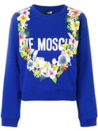 Love Moschino Front Logo Floral Sweatshirt - Blue