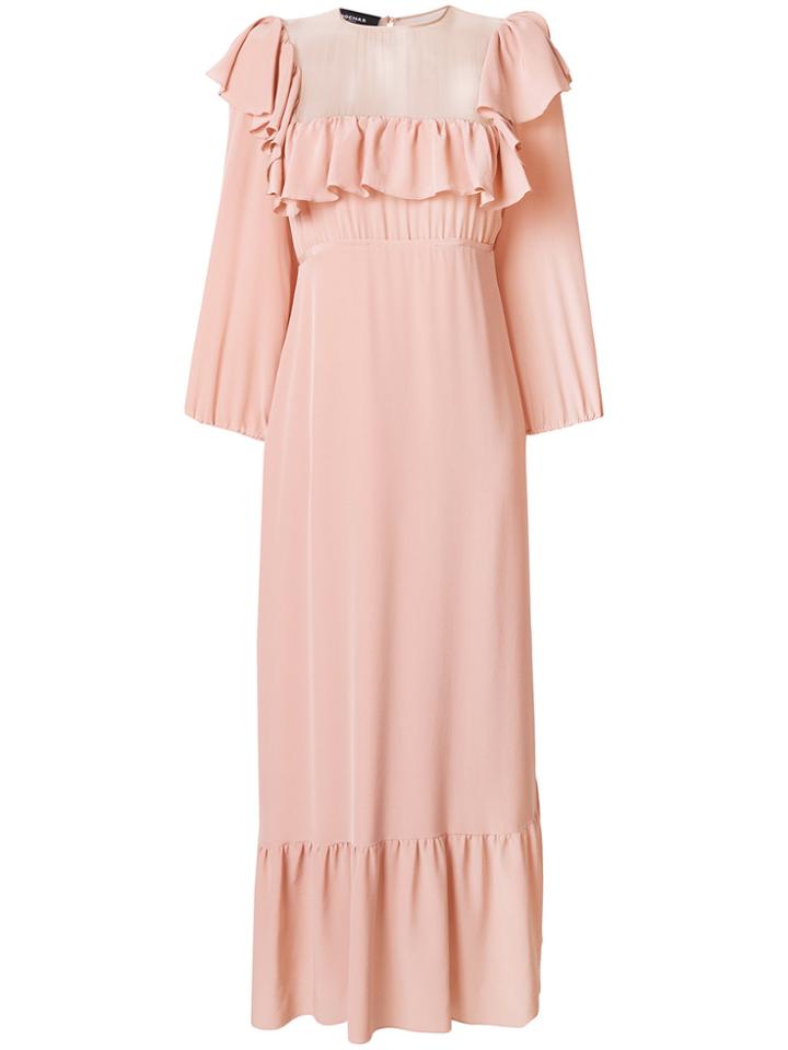Rochas Ruffle Embellished Maxi Dress - Nude & Neutrals