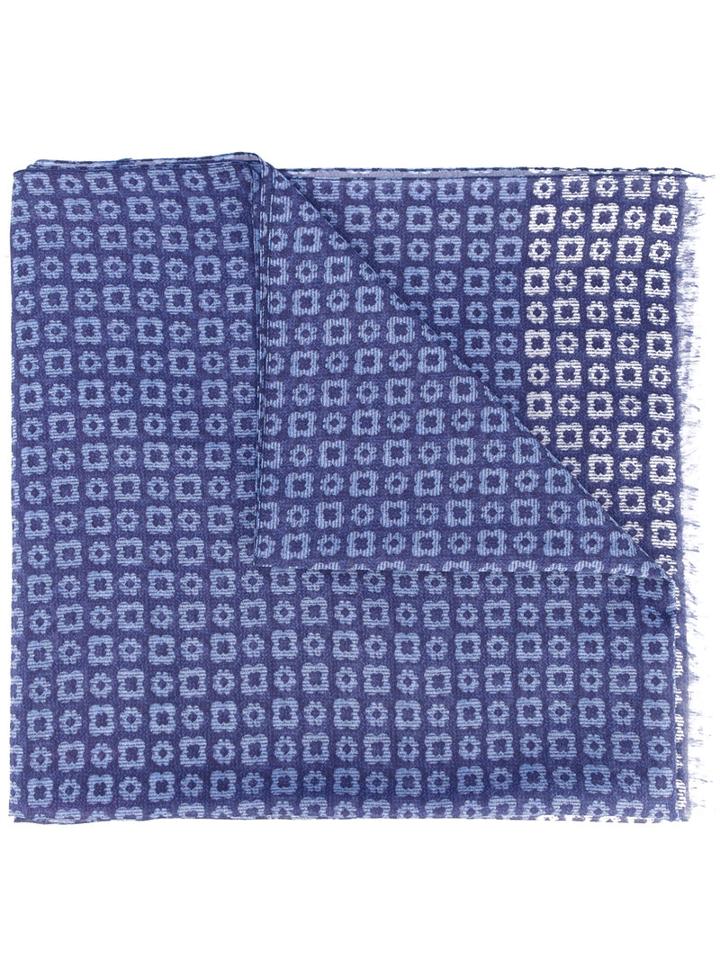 Corneliani - Printed Scarf - Men - Silk/cotton - One Size, Blue, Silk/cotton