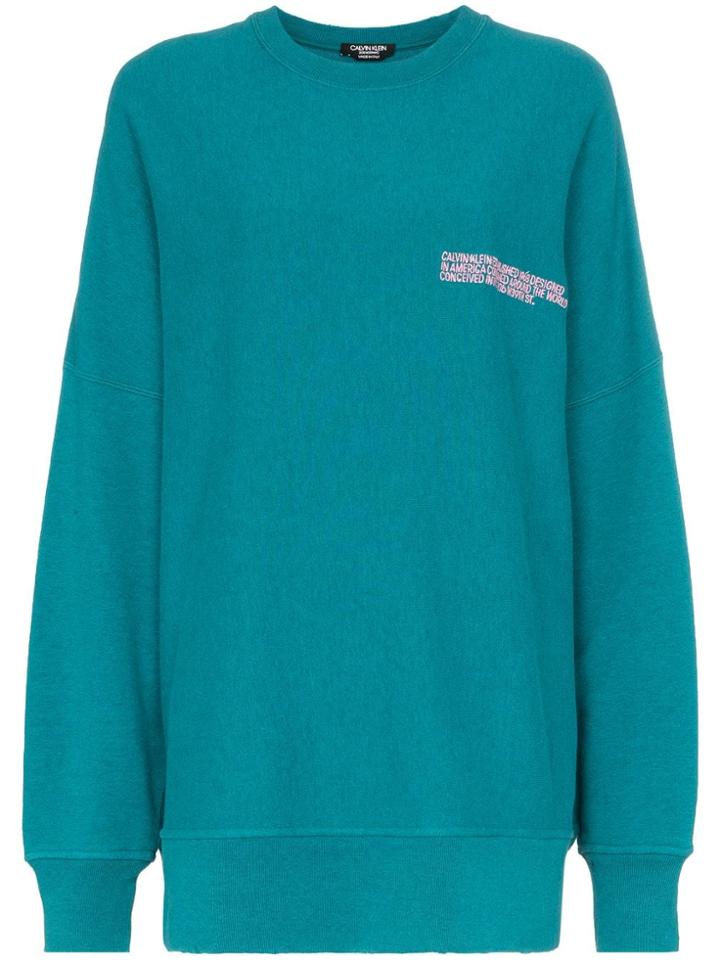Calvin Klein 205w39nyc Logo Embroidered Oversized Cotton Jumper -