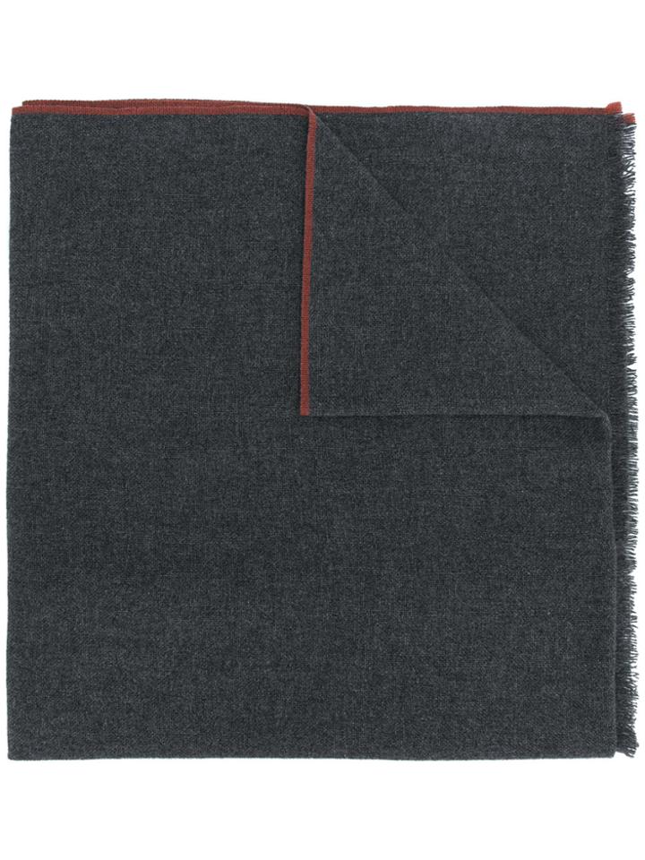 Eleventy Stripe Hem Scarf - Grey