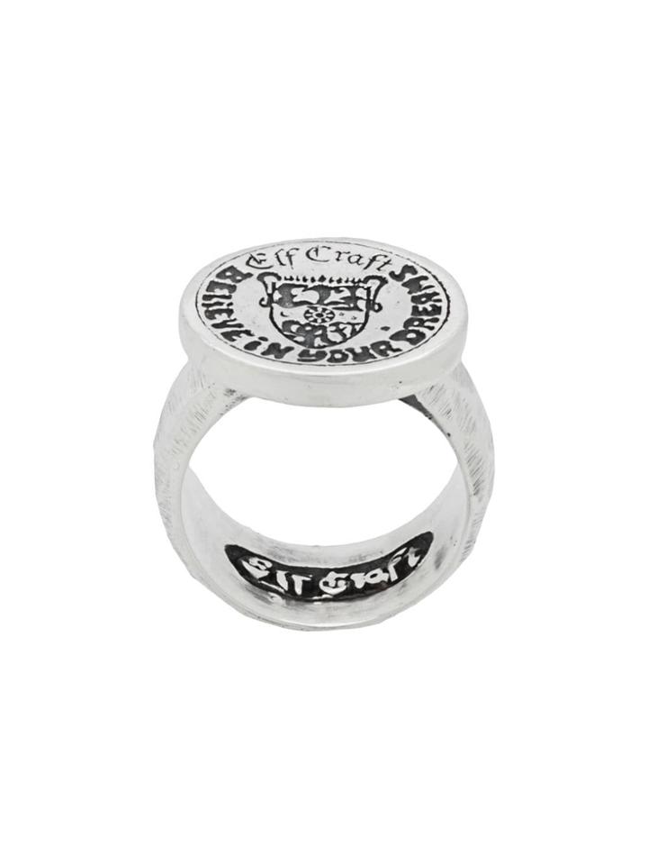 Elf Craft Engraved Crest Ring - Silver