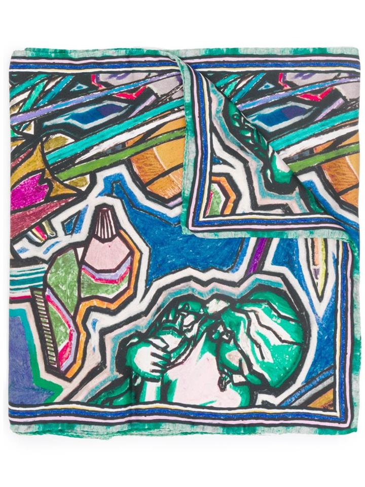 Paul Smith Printed Silk Scarf - Blue
