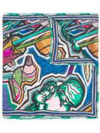 Paul Smith Printed Silk Scarf - Blue