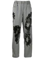Almaz Plaid Trousers With Lace Details - Black