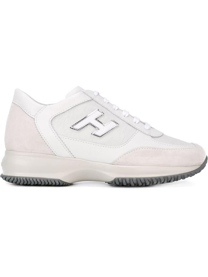 Hogan Tonal Panel Logo Patch Lace Up Sneakers