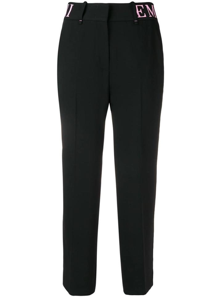 Emporio Armani Branded High-waisted Straight Trousers - Black