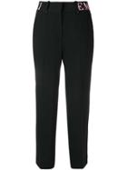 Emporio Armani Branded High-waisted Straight Trousers - Black