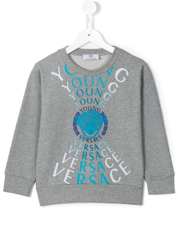 Young Versace Medusa Print Sweatshirt, Boy's, Size: 11 Yrs, Grey