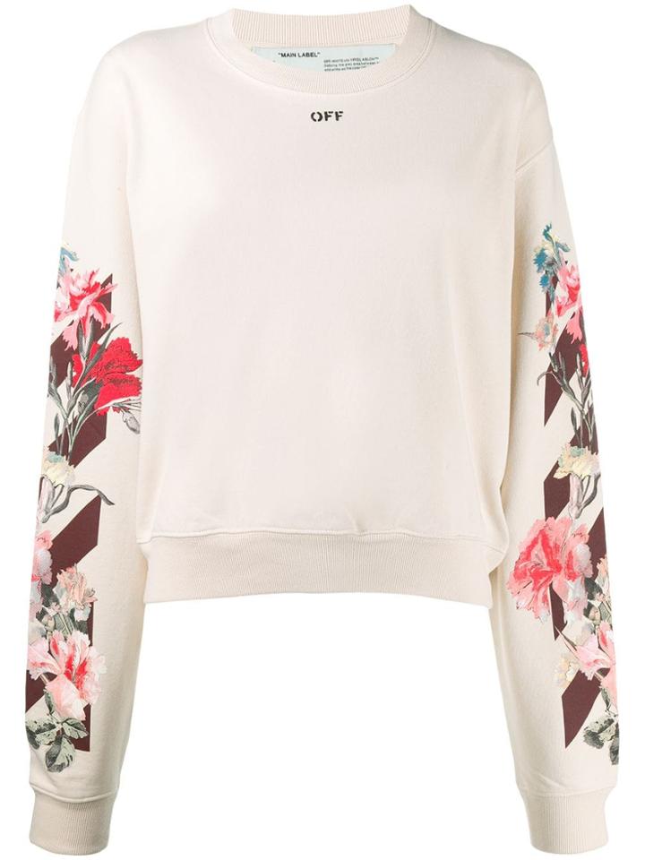 Off-white Floral Details Sweatshirt - Neutrals