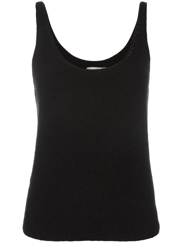 Vince Waffle Knit Tank, Women's, Size: Medium, Black, Cotton