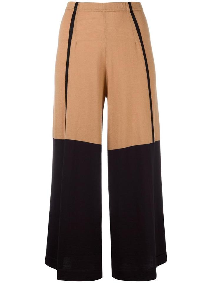 Circus Hotel Cropped Colour Block Trousers, Women's, Size: 42, Nude/neutrals, Merino