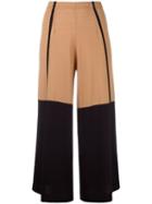 Circus Hotel Cropped Colour Block Trousers, Women's, Size: 42, Nude/neutrals, Merino