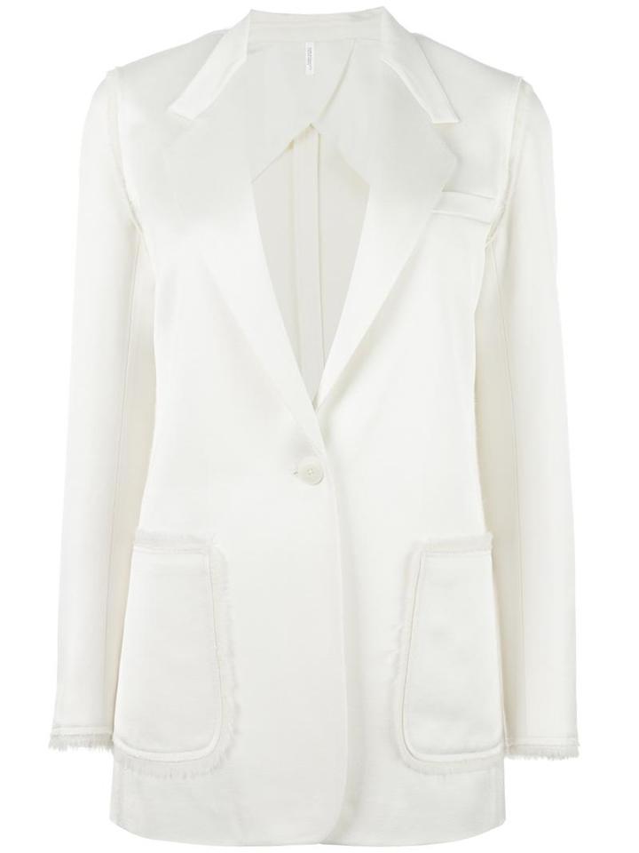 Helmut Lang Patch Pocket Blazer, Women's, Size: 4, Nude/neutrals, Viscose/wool/silk/cotton