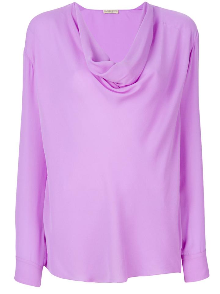 Emilio Pucci - Cowl-neck Blouse - Women - Silk - 46, Pink/purple, Silk