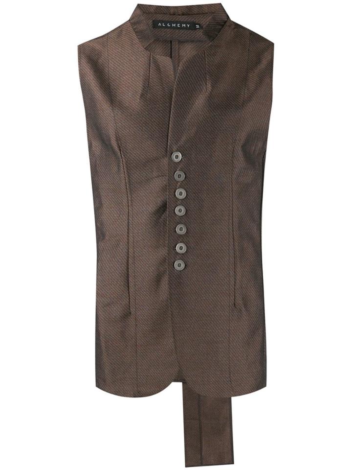 Alchemy Striped Sleeveless Blazer - Orange