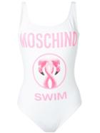 Moschino Flamingo Print Swimsuit, Women's, Size: 1, White, Polyamide/spandex/elastane