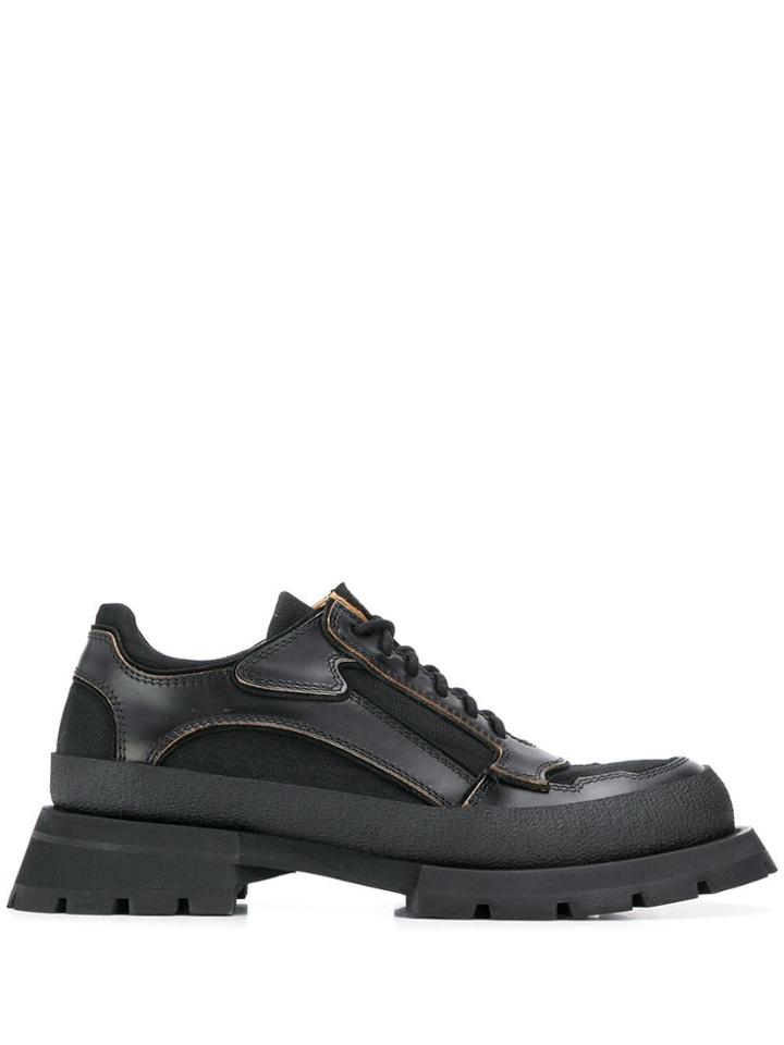 Jil Sander Mesh Panel Lace Up Shoes - Black