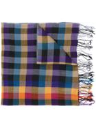 Ps By Paul Smith Checked Pattern Fringeed Scarf - Multicolour