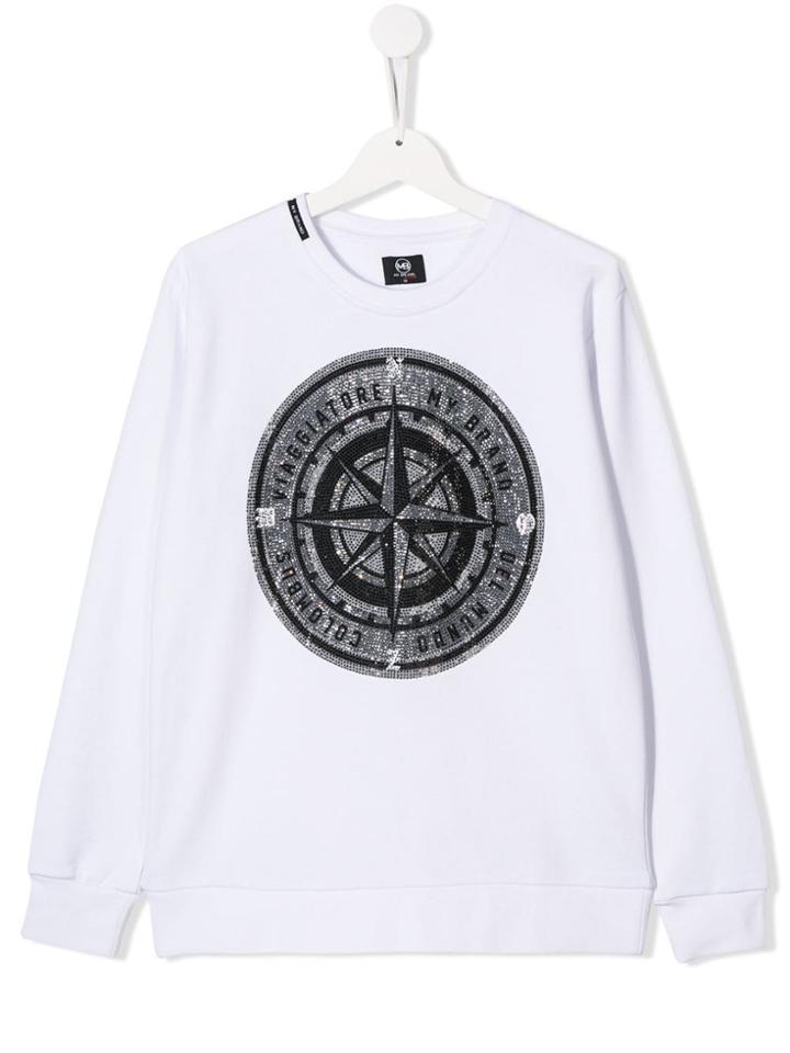 My Brand Kids Rhinestone Logo Sweatshirt - White