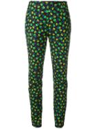Prada Floral Print Slim-fit Trousers, Women's, Size: 38, Black, Cotton/spandex/elastane