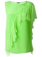 Versace Drape Detail Tank Top, Women's, Size: 42, Green, Silk