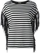 Laneus Fringed Striped Knitted Top