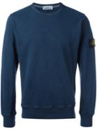 Stone Island Crew-neck Sweatshirt, Men's, Size: Large, Blue, Cotton