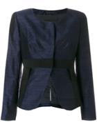 Giorgio Armani Vintage Open Front Collarless Jacket - Blue