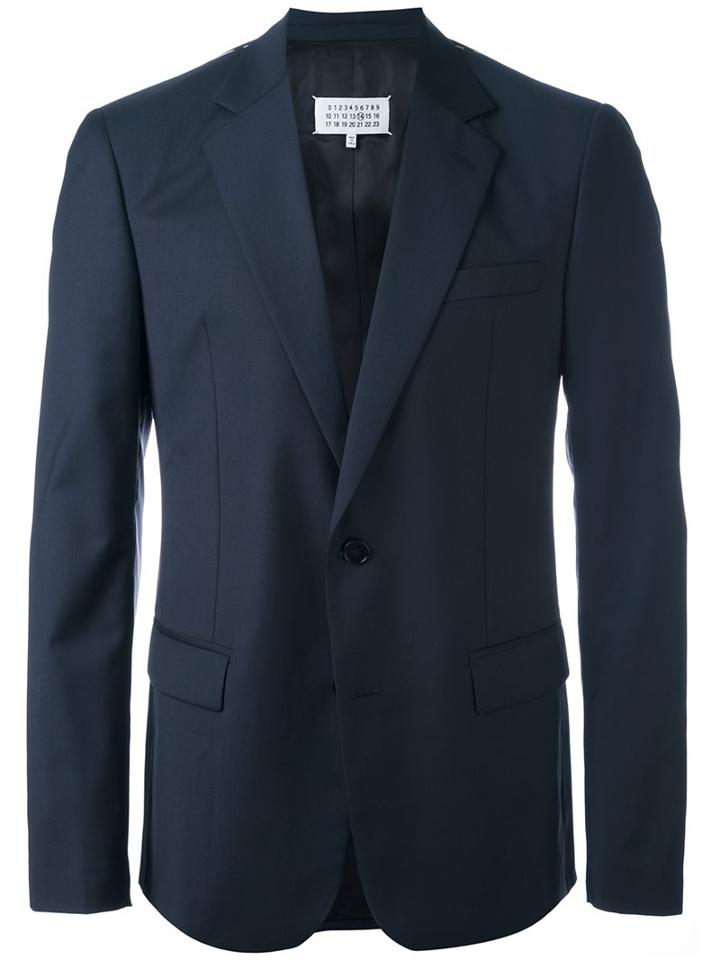 Maison Margiela Tailored Buttoned Jacket, Men's, Size: 48, Blue, Cotton/viscose/virgin Wool