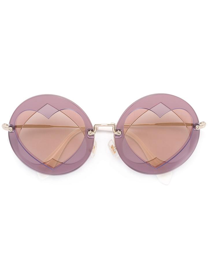 Miu Miu Eyewear - Hearts Motif Sunglasses - Women - Acetate/metal - One Size, Grey, Acetate/metal