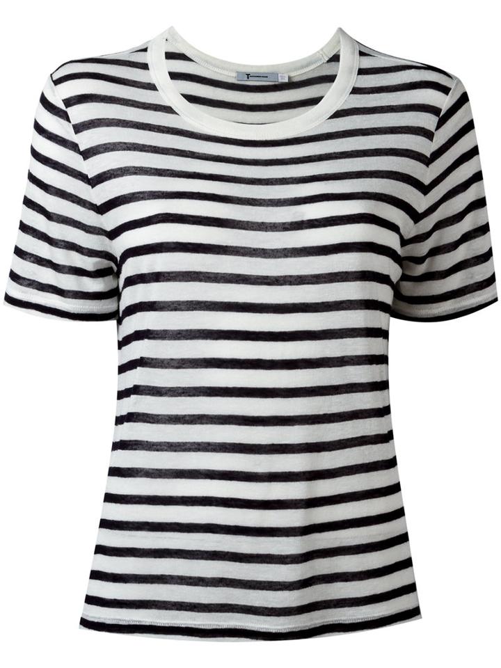 T By Alexander Wang Striped T, Women's, Size: Xs, Black, Rayon/linen/flax