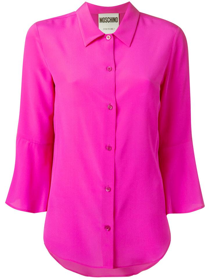 Moschino Fluted Sleeve Blouse, Women's, Size: 42, Pink/purple, Silk