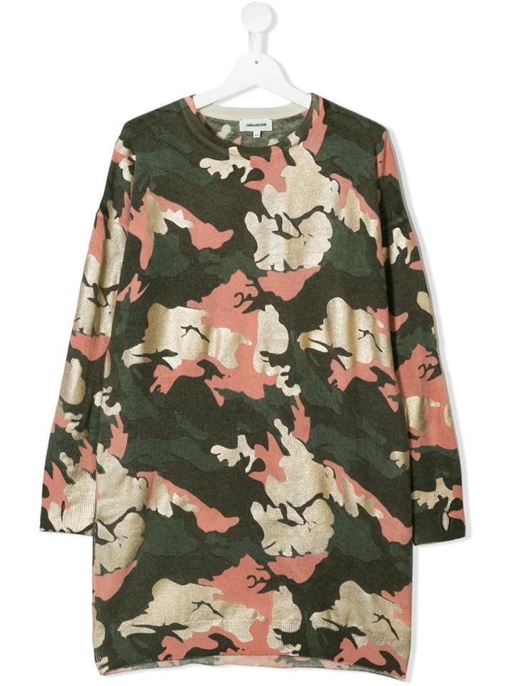 Zadig & Voltaire Kids Teen Camouflage-print Jumper Dress - Green