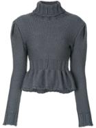 Lemaire Frill-hem Knitted Roll-neck Sweater - Grey