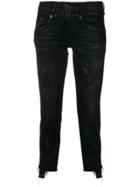 R13 Ripped Detail Cropped Jeans - Black