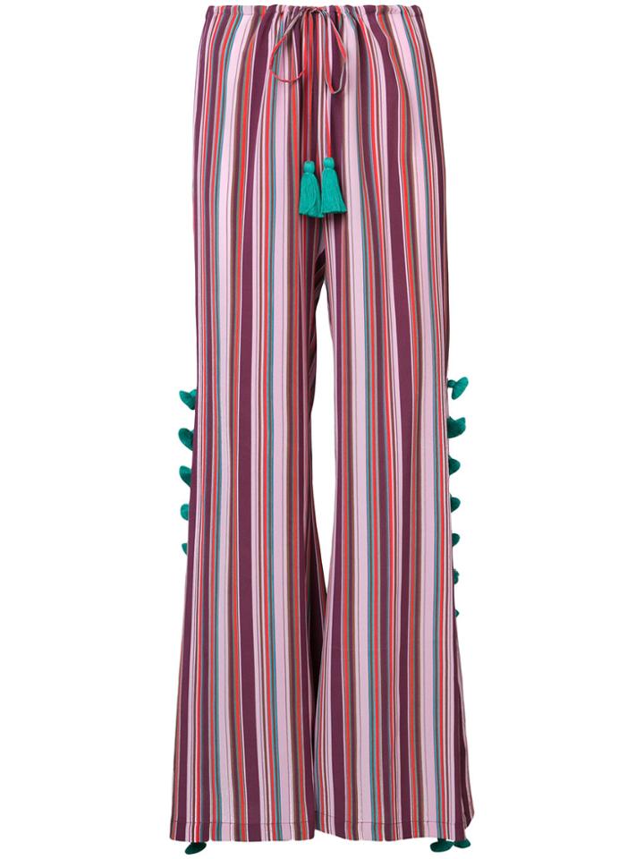 Figue Sayulita Tassel-embellished Striped Palazzo Pants - Red