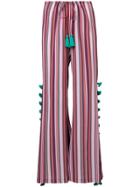 Figue Sayulita Tassel-embellished Striped Palazzo Pants - Red
