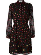 Alice+olivia Floral Embellished Long-sleeved Dress, Women's, Size: 8, Black, Polyester/spandex/elastane