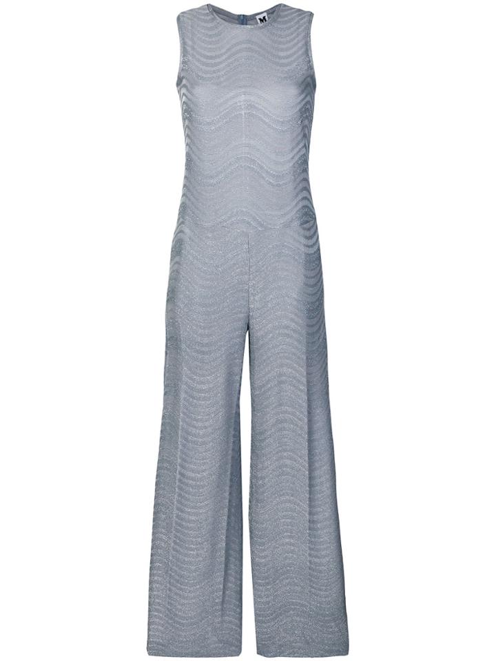 M Missoni Lurex Sleeveless Wide Leg Jumpsuit - Blue