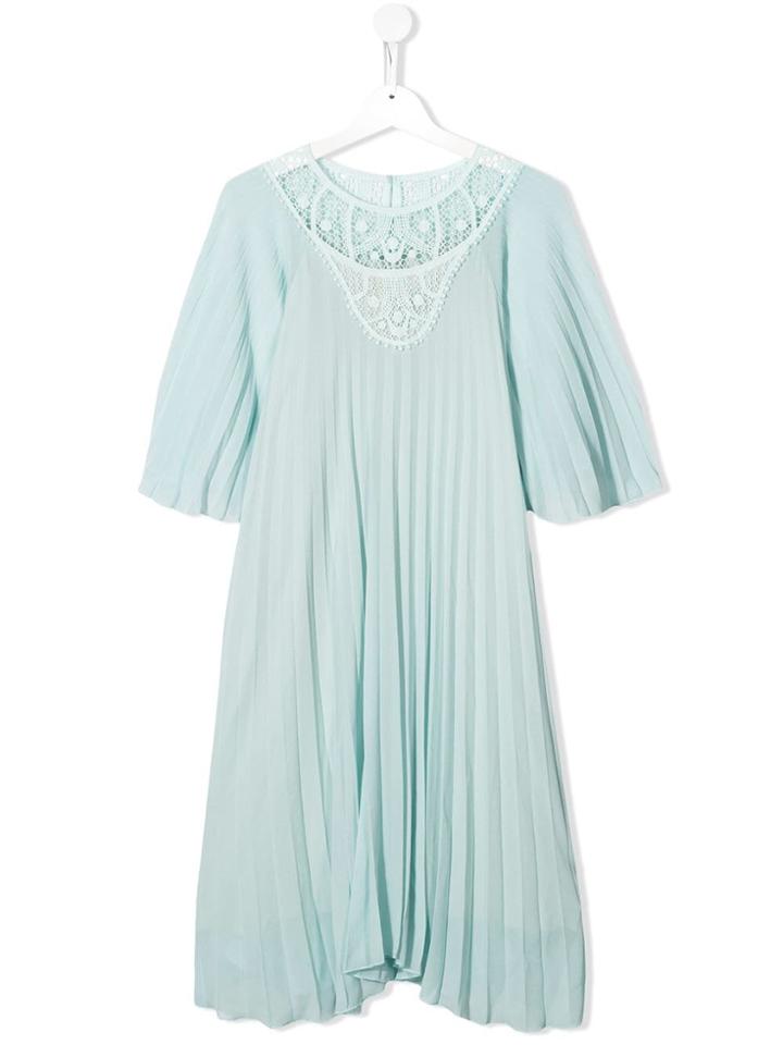 Chloé Kids Teen Pleated Dress - Green