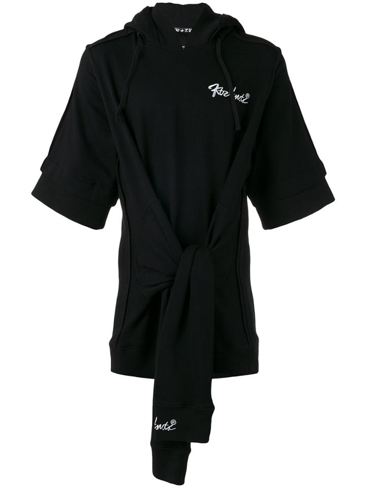 Ktz Short Tie Waist Hoodie - Black