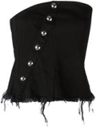 Marques'almeida - Asymmetric Fastening Strapless Top - Women - Cotton - 6, Women's, Black, Cotton