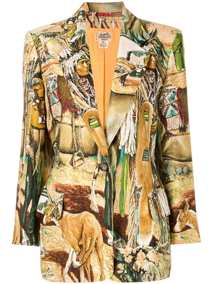 Hermès Vintage Printed Blazer - Gold