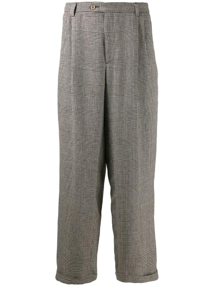 Gucci Loose-fit Check Trousers - Black
