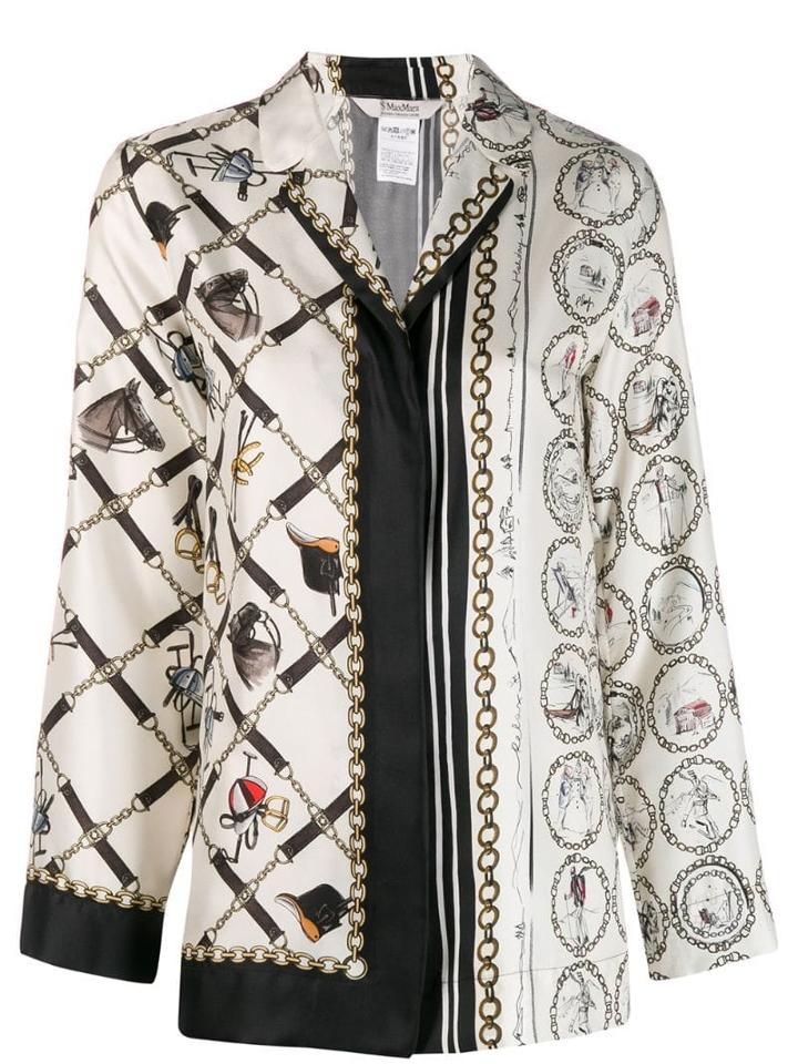 's Max Mara Horse And Chain Print Shirt - Neutrals