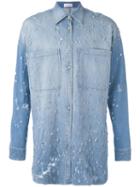 Faith Connexion - Long Jewel Embellished Shirt - Men - Cotton/polyester/spandex/elastane/glass - S, Blue, Cotton/polyester/spandex/elastane/glass