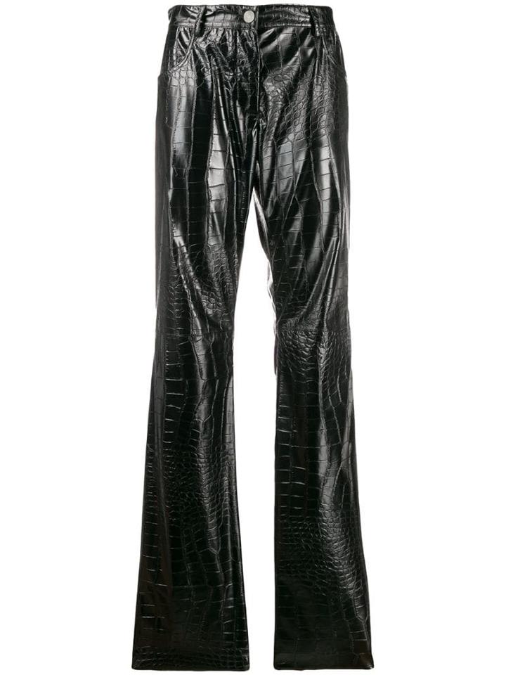 Msgm Crocodile Embossed Straight Trousers - Black